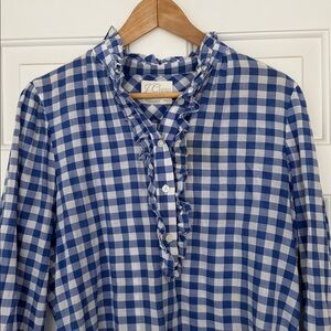 J. Crew Blue and White Gingham Top